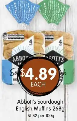 Spudshed Abbott's Sourdough English Muffins offer