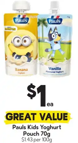Drakes Pauls Kids Yoghurt Pouch offer