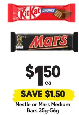 Drakes Nestle or Mars Medium Bars offer
