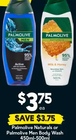 Drakes Palmolive Naturals or Palmolive Men Body Wash 450ml-500ml offer