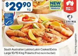 Foodland South Australian Lukina Lukin Cooked Extra Large King Prawns offer