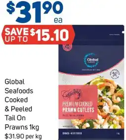 Foodland Global Seafoods Cooked & Peeled Tail On Prawns offer