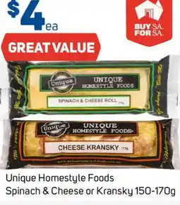 Foodland Unique Homestyle Foods Spinach & Cheese or Kransky offer