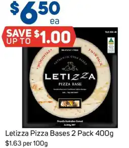Foodland Letizza Pizza Bases 2 Pack 400g $1.63 per 100g offer