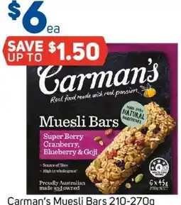 Foodland Carman's Muesli Bars offer
