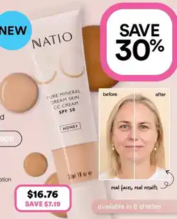 Priceline Natio Pure Mineral Dream Skin CC Cream SPF 50 Honey offer