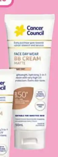 Priceline Cancer Council Face Day Wear BB Cream SPF 50+ Light Tint offer