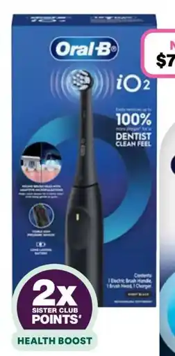 Priceline Oral-B iO2 Clean & Gentle Rechargeable Toothbrush Black 1 Each offer