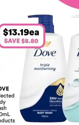 Priceline Dove Advanced Care Triple Moisturising Body Wash offer