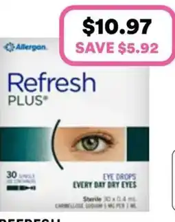 Priceline Refresh Plus Preservative Free Lubricant Eye Drops 30 x 0.4mL offer