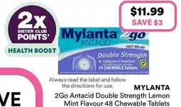 Priceline Mylanta 2Go Antacid Double Strength Lemon Mint Flavour offer