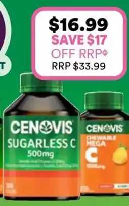 Priceline Cenovis Sugarless Vitamin C for Immune Support 500mg Orange Flavour offer