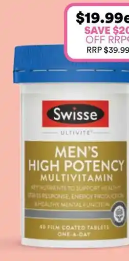 Priceline Swisse Ultivite Men's High Potency Multivitamin offer