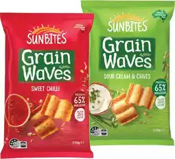 IGA Sunbites Grain Waves Wholegrain Chips 170g or Red Rock Deli Crackers 130‑135g Selected Varieties offer