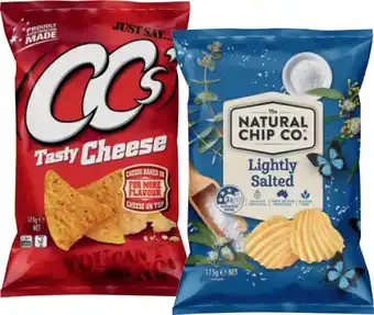 IGA CC’s Corn Chips, The Natural Chip Co. or Samboy Chips 175g Selected Varieties offer