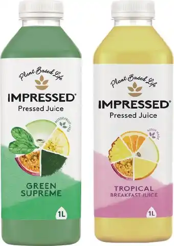 IGA Impressed Pressed Juice Tropical, Green Supreme or Berry Bliss 1 Litre offer