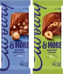 IGA NEW Cadbury & More Hazelnut Praline or Roasted Macadamia Chocolate Blocks 195g offer