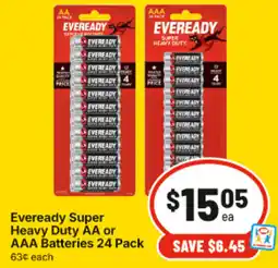 IGA Eveready Super Heavy Duty AA or AAA Batteries 24 Pack offer