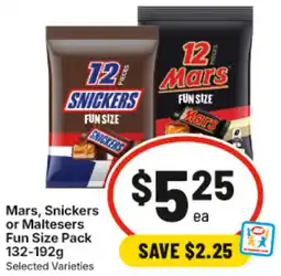 IGA Mars, Snickers or Maltesers Fun Size Pack offer