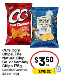IGA CC's Corn Chips, The Natural Chip Co. or Samboy Chips offer