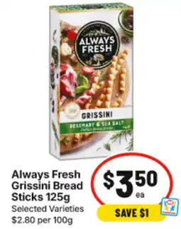 IGA Always Fresh Grissini Bread Sticks offer