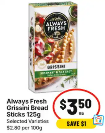 IGA Always Fresh Grissini Bread Sticks offer