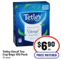 IGA Tetley Decaf Tea Cup Bags offer