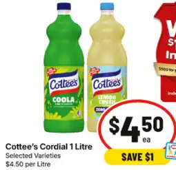 IGA Cottee's Cordial offer
