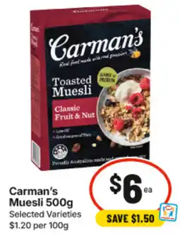 IGA Carman's Muesli offer