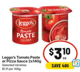 IGA Leggo's Tomato Paste or Pizza Sauce offer
