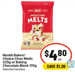 IGA Nestlé Bakers' Choice Choc Melts or Baking Chocolate Block offer
