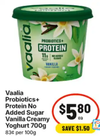 IGA Vaalia Probiotics+ Protein No Added Sugar Vanilla Creamy Yoghurt offer