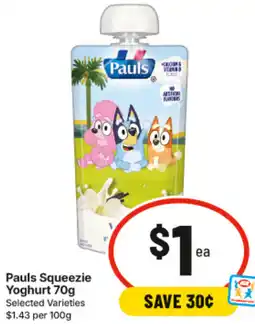 IGA Pauls Squeezie Yoghurt offer