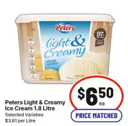 IGA Peters Light & Creamy Ice Cream offer