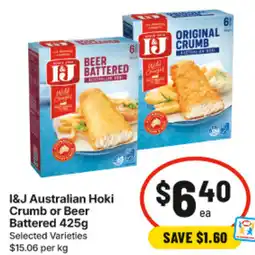 IGA I&J Australian Hoki Crumb or Beer Battered offer