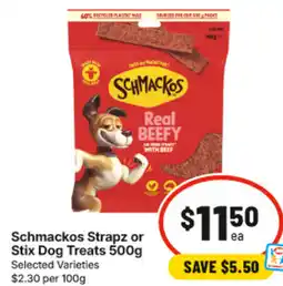 IGA Schmackos Strapz or Stix Dog Treats offer