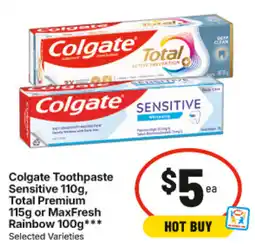 IGA Colgate Toothpaste Sensitive Total Premium or MaxFresh Rainbow offer