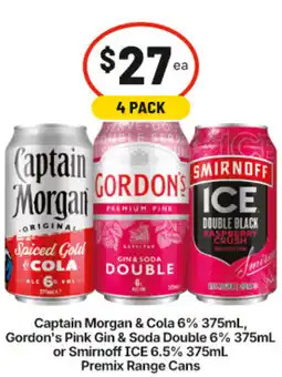 IGA Captain Morgan & Cola 6% , Gordon's Pink Gin & Soda Double 6% offer
