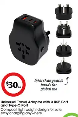 Coles Universal Travel Adaptor with 3 USB Port and Type-C Port offer