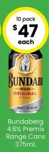 The Bottle O Bundaberg 4.6% Premix Range Cans offer