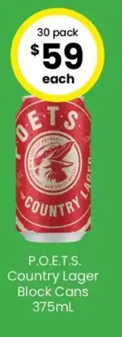 The Bottle O P.O.E.T.S. Country Lager Block Cans offer