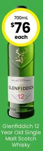 The Bottle O Glenfiddich 12 Year Old Single Malt Scotch Whisky offer