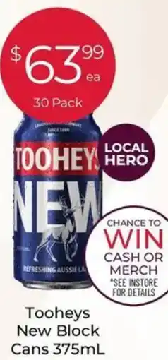 Porters Tooheys New Block Cans offer