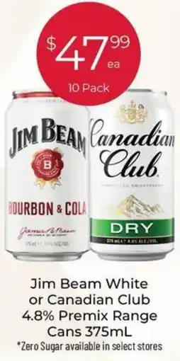 Porters Jim Beam White or Canadian Club 4.8% Premix Range Cans offer