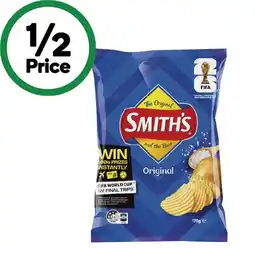 Woolworths Smithβs Crinkle Cut or Double Crunch Chips 150-170g offer