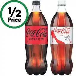 Woolworths Coca-Cola Classic, Zero Sugar or Diet Soft Drink Varieties 1.25 Litre offer
