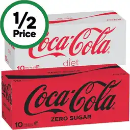 Woolworths Coca-Cola Classic, Diet or Zero Sugar Soft Drink Varieties 10 x 375ml offer