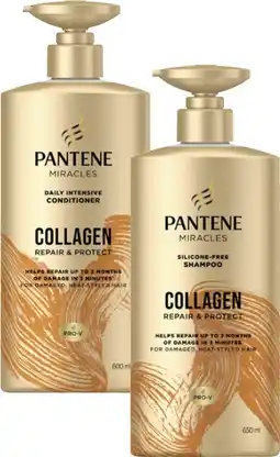 Coles Pantene Miracles Collagen Shampoo 650mL or Conditioner 600mL offer