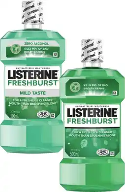 Coles Listerine Freshburst or Freshburst Zero Mouthwash 500mL offer