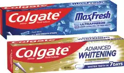 Coles Colgate Advanced Whitening & Tartar or Max Fresh Toothpaste 200g offer